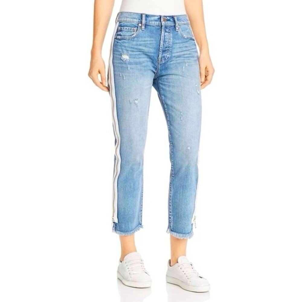 Pistola Size 28 Charlie High Rise Button Fly Light Wash Raw Hem Zipper Jeans